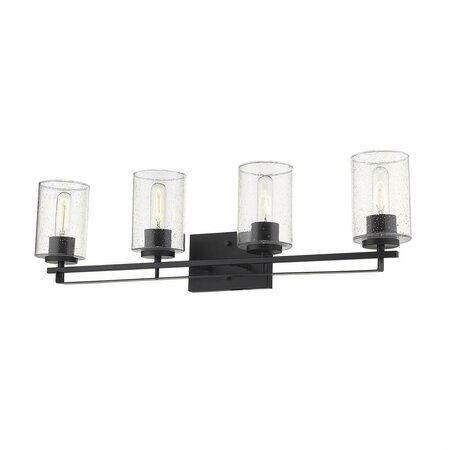 Homeroots 9.5 x 31.5 x 6 in. Orella 4-Light Matte Black Sconce 398694